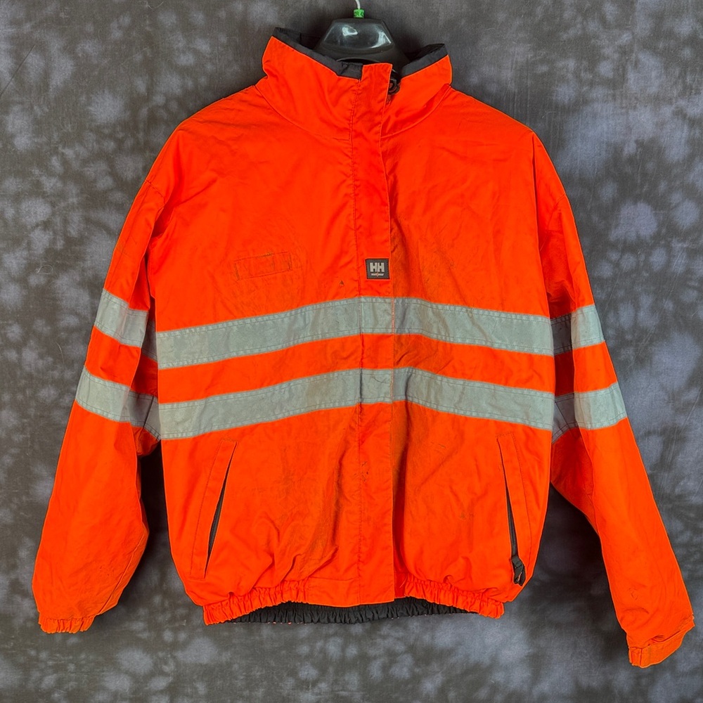Helly Hansen Men’s XXL High-Vis Orange Jacket with Reflective Stripes Reversible